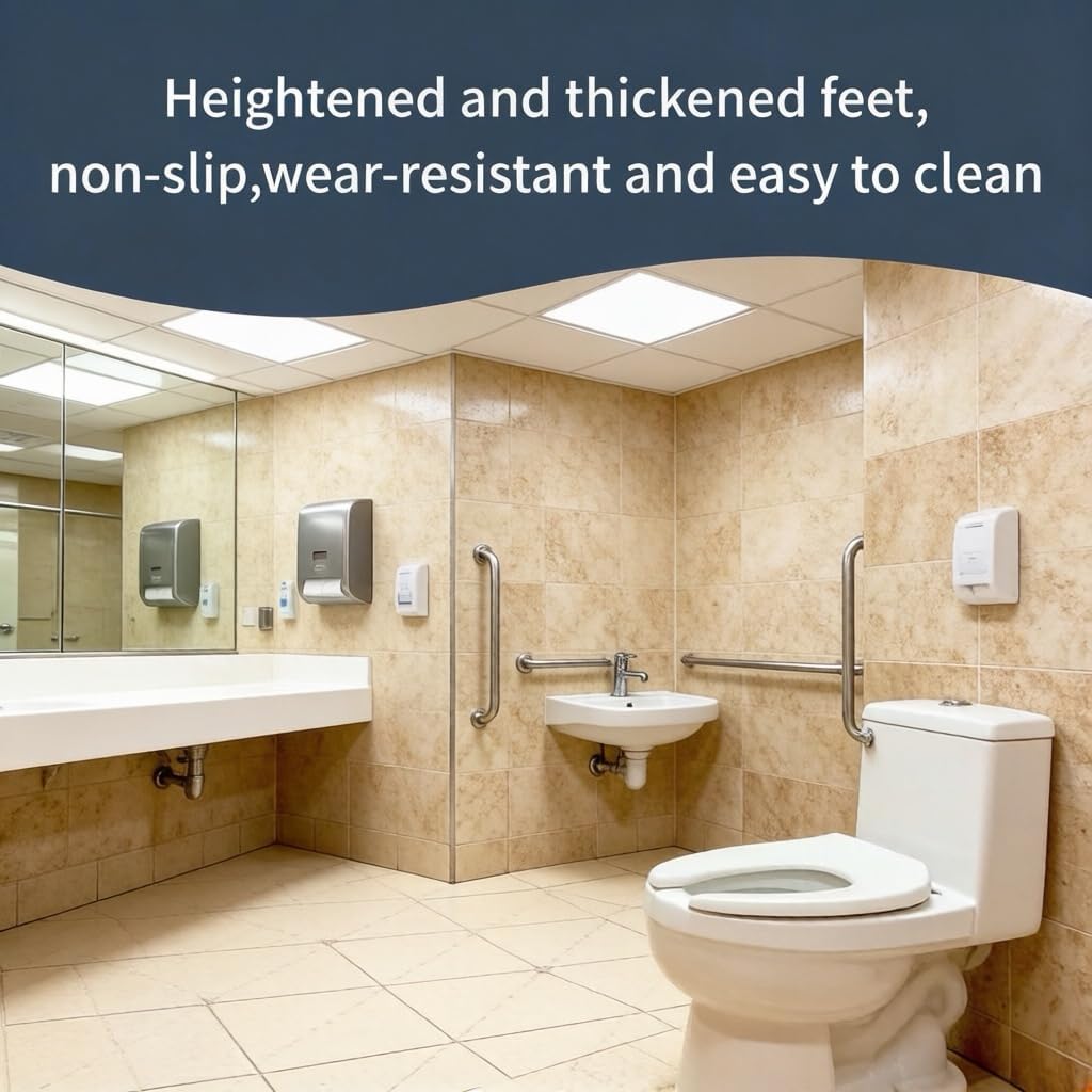 Commercial Open Front Toilet Seat Elongated 18.5 Inch, Heavy Duty Public Restroom Toilet Seat, Durable PP Plastic, Easy Install Replacement, Ideal for School Hospital Hotel Church, White