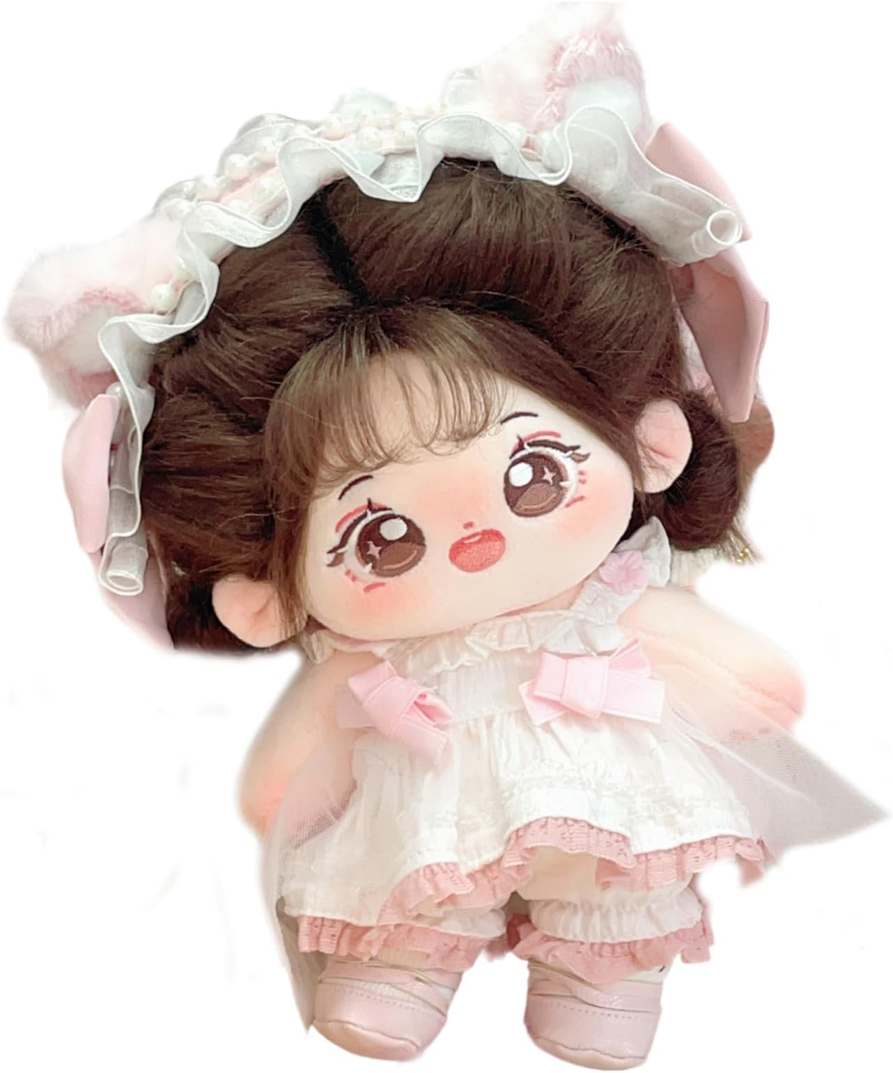 CALEMBOU 20cm Cute Cotton Plush Doll With Skeleton, Anime Soft Stuffed Dress Up Plushies, Kawaii Toys Rag Dolls With Clothes, Birthday Gift for Girls (Doll&Clothes-Chacha)