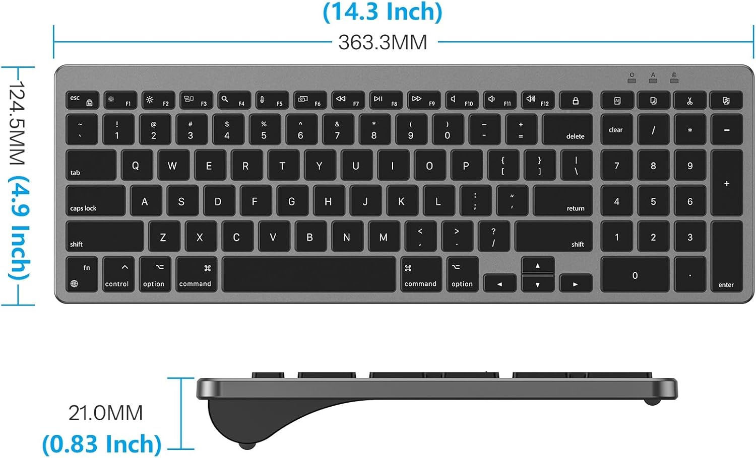 OMOTON Wired Keyboard Compatible with Mac, with Dual Interface (USB and Type-C), Numeric Keypad Compatible with MacBook Pro/Air, iMac, Mac mini/Pro Laptop, Grey