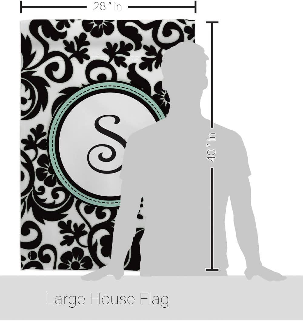 Breeze Decor H130071 Damask S Initial Interests Simply Beauty Decorative Vertical House Flag, 28" x 40", Multicolor