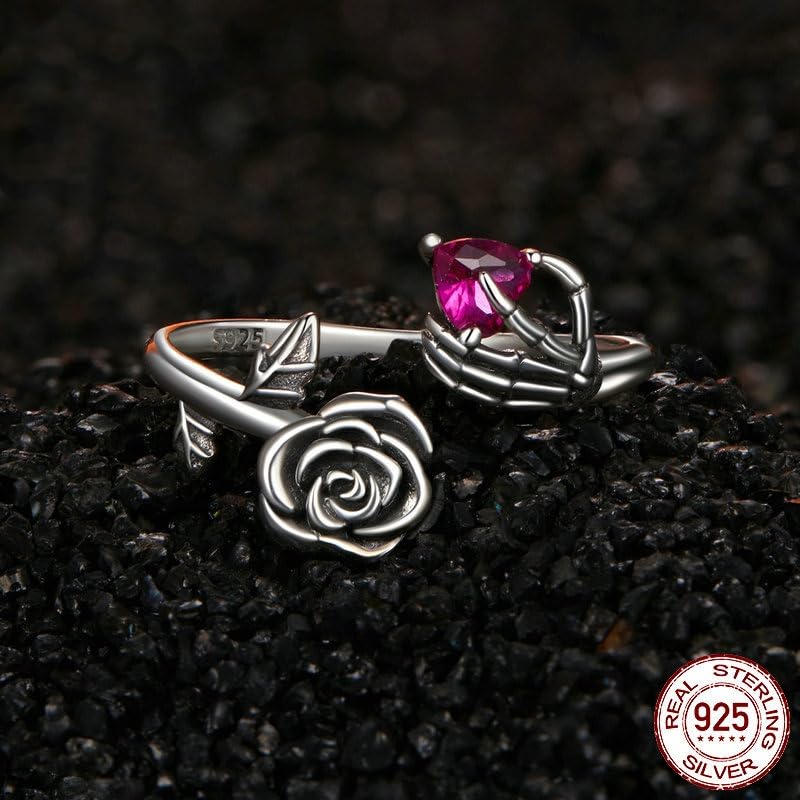 Bague extensible cœur résolvant les problèmes de taille avec style squelette gothique - 4