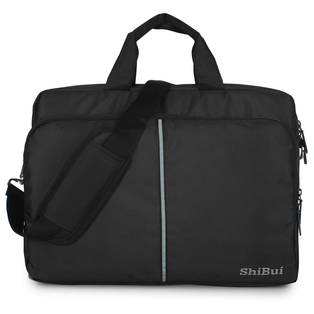SHIBUI series carry upto 15.6inch Unisex Bag Cross Over Shoulder Messenger Bags for man and women with Detachable shoulder straps & Laptop Compartment (Black)