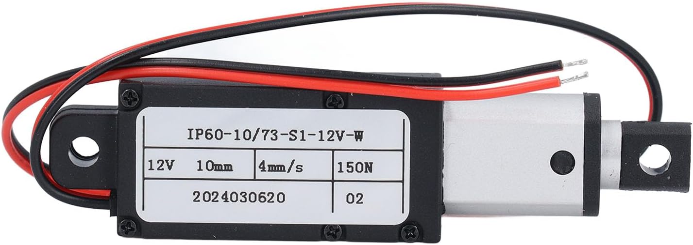 Sorandy Electric Micro Linear Actuator 12V, 150N Thrust 10mm Stroke Actuator, 4mm/s Speed with Over Current, Short Circuit & Overload Guards, Ideal for Industrial Agricultural