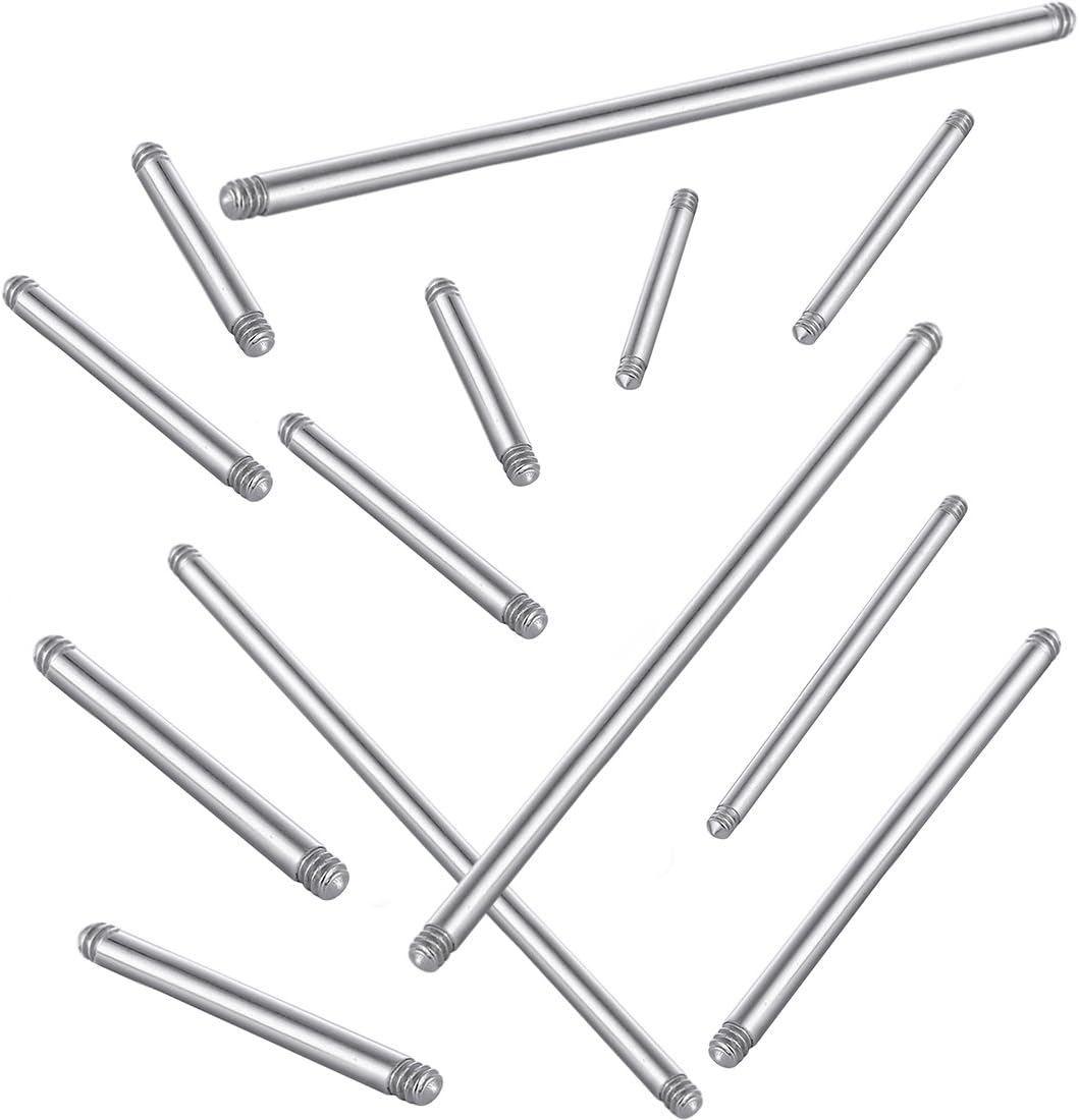 COTTVOTT 20pcs a Set Surgical Steel Threaded Barbell Bar Replacement for Tongue Earring Piercing Body Jewelry (Mix 20pcs)