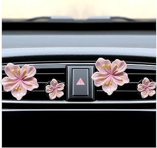 4PCS Car Air Vent Clip, Cute Refillable Flower Aesthetic Automotive Vent Clip Air Freshener Diffuser for Women Girls, Vehicle Interior Decoration Universal for SUV Truck RV and More（Pink）
