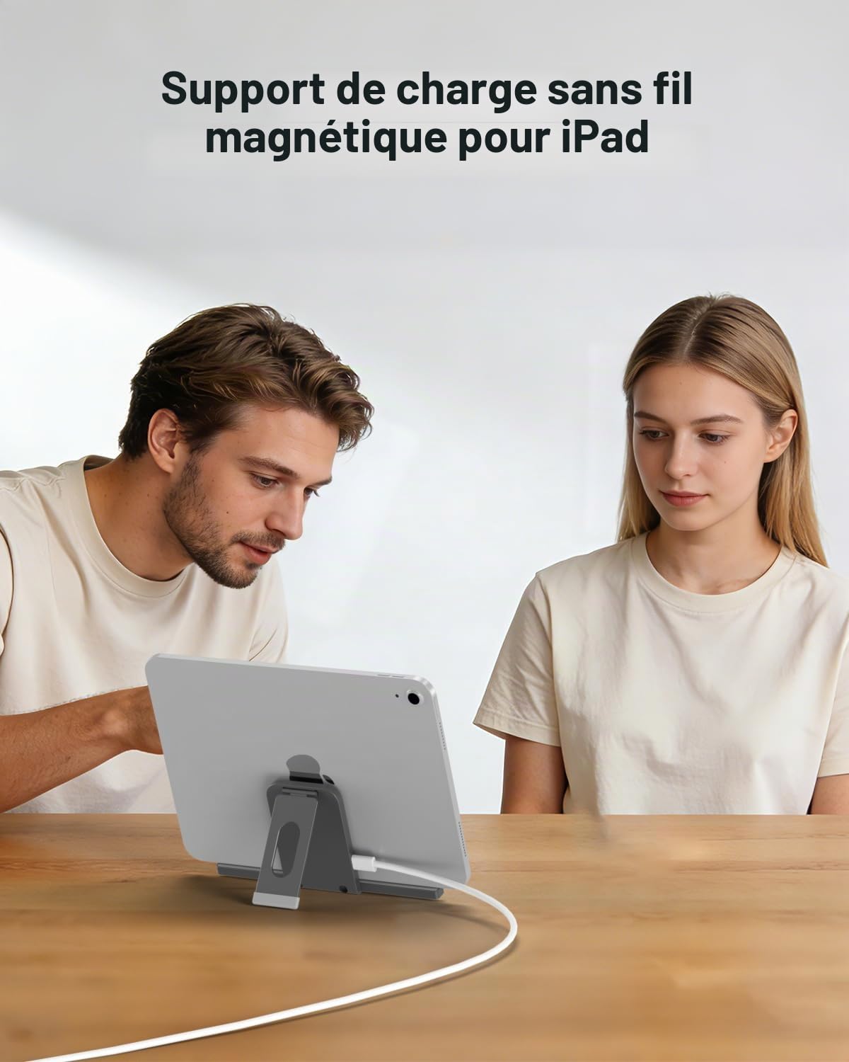 YACAISI Chargeur magnétique sans fil pour iPad 10e génération, iPad (A16) uniquement, support de charge rapide pour tablette 18 W avec connecteur intelligent en alliage avec câble USB-C