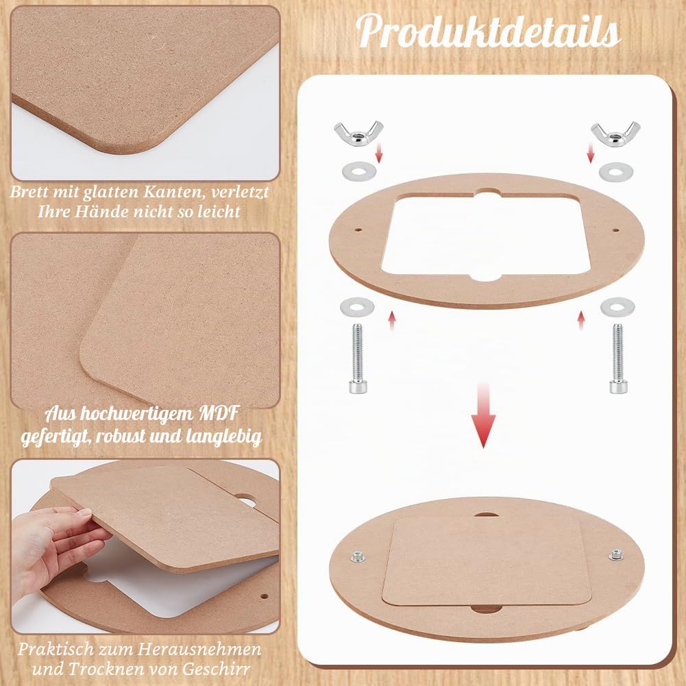 PH PandaHall Töpferei Fledermäuse Werkzeuge Portable Clay Wedging Board 32cm runde äußere Fledermaus mit 5 Stück 20cm quadratischen Innenschlägern für Töpfer und Tonkünstler