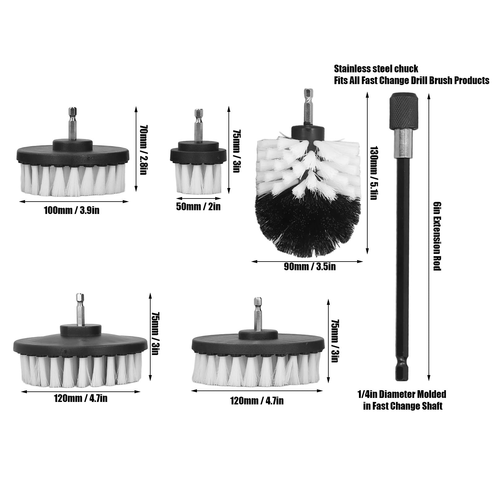 ANKROYU Drill Brushes, PP Power Scrubber Cleaning Brush, Hex Shank Drill Brush, Power Scrubber Brushes for Bathtubs Floors Sinks Swimming Pools