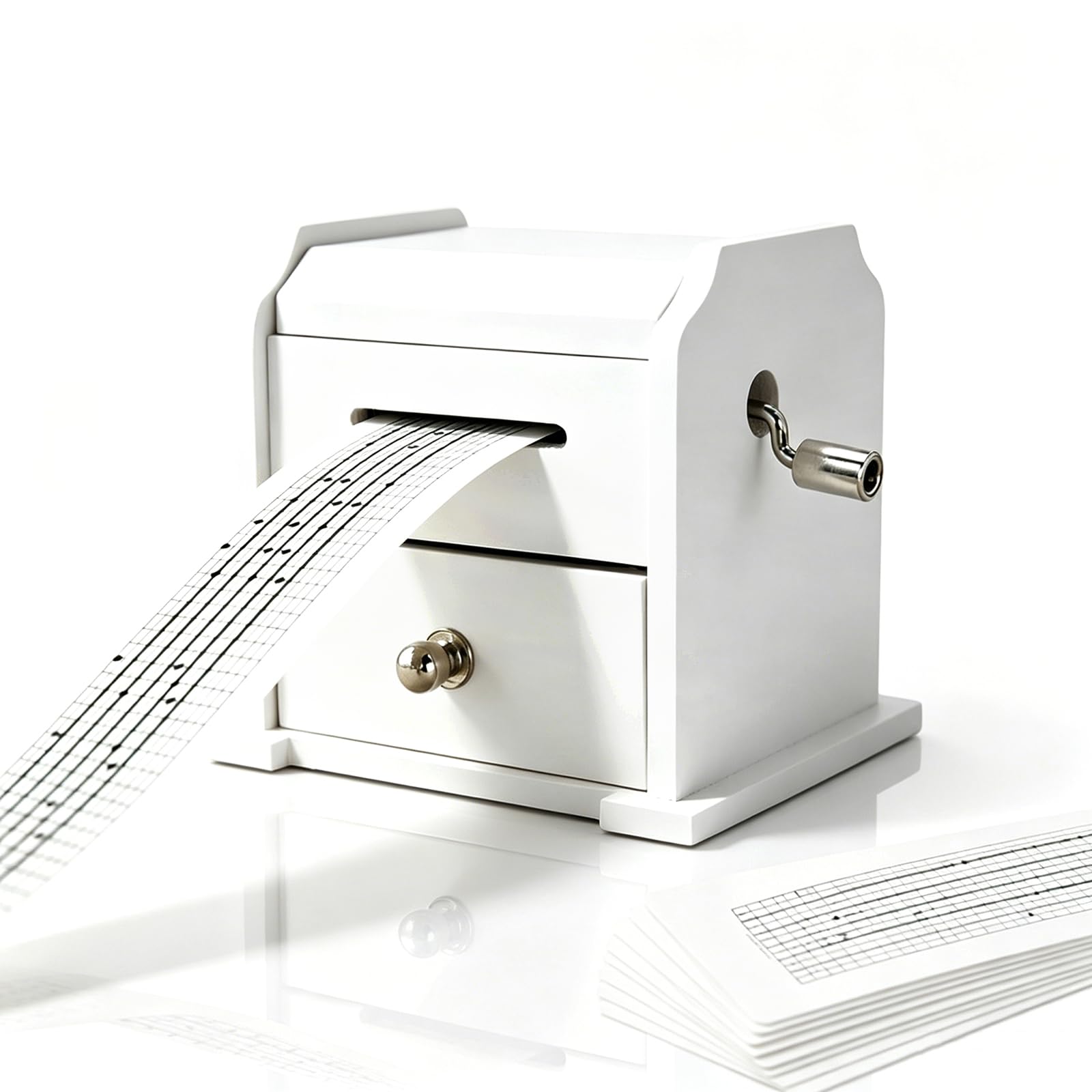 Caja De Música De Madera con Manivela, Mecanismo De Madera De 15 Notas, con Cajón De Almacenamiento, para Crear Melodías Personalizadas, Incluye 16 Cintas Partituras Y 14 Cintas En Blanco