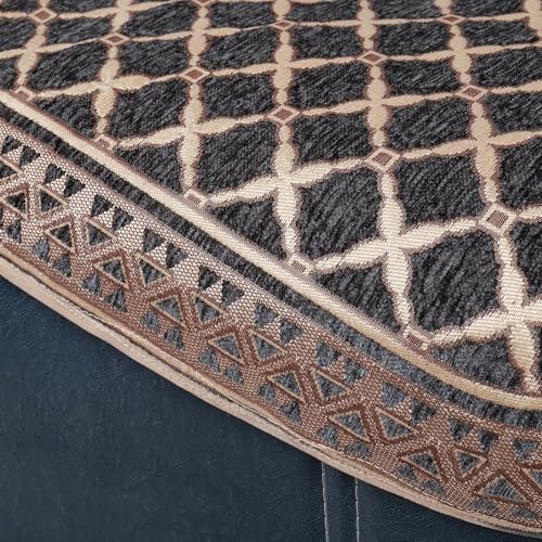 Image of Premium Chenille Woven Anti-Slip 7 Seater Sofa Cover | L-Shape Sofa Seat Protector for Living Room | Durable & Stylish Slipcover - Dark Grey