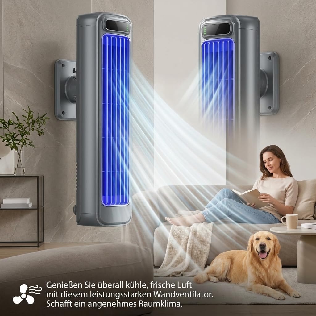 Hoffmarkt Cooling Ace Kompakter leiser Wandventilator ohne Bohren, ideal für Küche, Bad & Schlafsaal