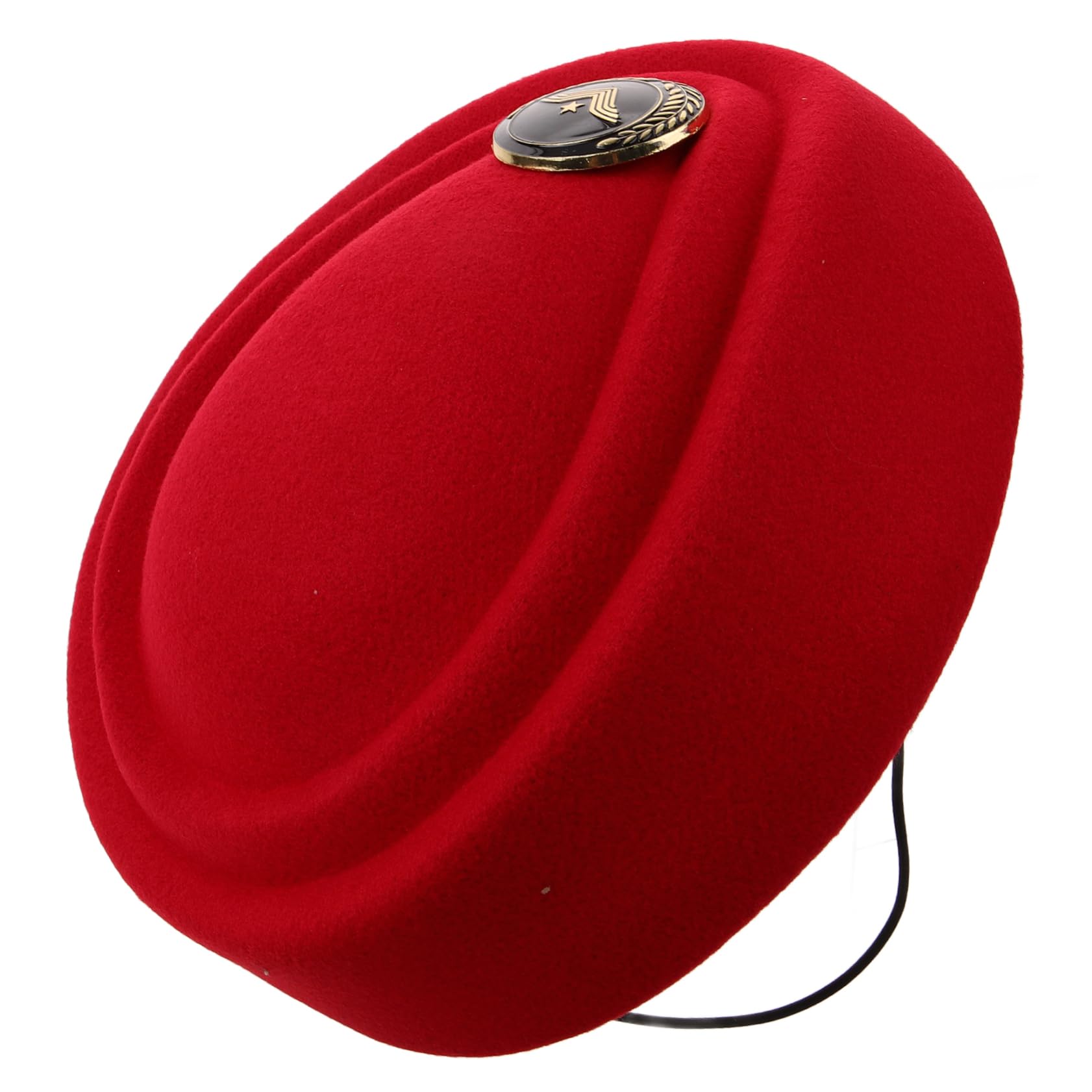 VALICLUD Sombrero de azafata Gorras Sombrero de Cosplay de Fiesta de Asistente de Vuelo Gorro de azafata Sombreros de azafata para Mujer Sombrero de Boina sintió Rojo