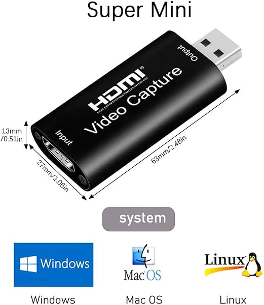Capturadora Video capturadora hdmi,USB a hdmi Vídeo Game Capture 1080P Transmisión en Vivo de Transmisión de Vídeo para Juegos, Transmisión, Enseñanza, Videoconferencia - 3