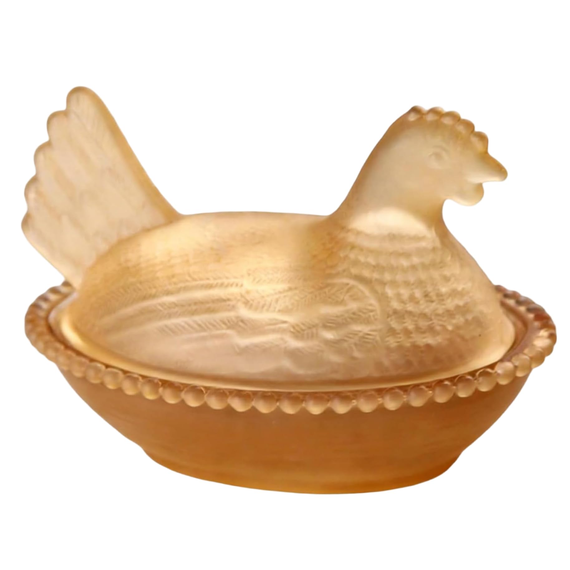 AwnsIMfreien Hen on Nest Glass Dish Funny Glass Hen on Nest Dustproof Candy Dish with Lid for Kitchen Living Room Snacks, Dessert, Cookies 4.7x3.2x3.2 inch Golden, on