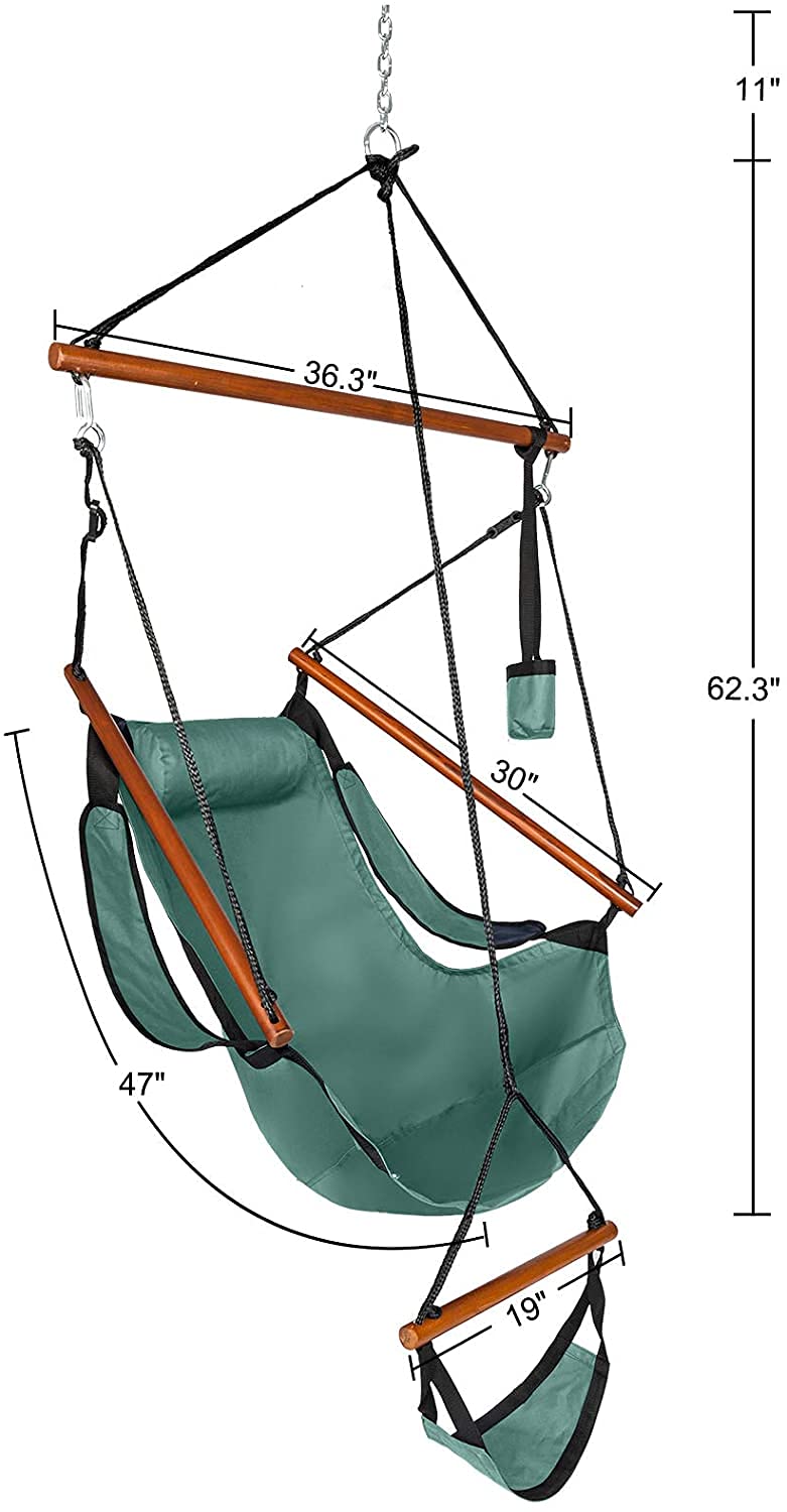 DYTWXG Hamaca para sillas Colgantes para Exteriores, reposabrazos y reposapiés con portavasos y Palo de Madera, Tela Oxford Perforada, Madera Dura máxima de 250 Libras