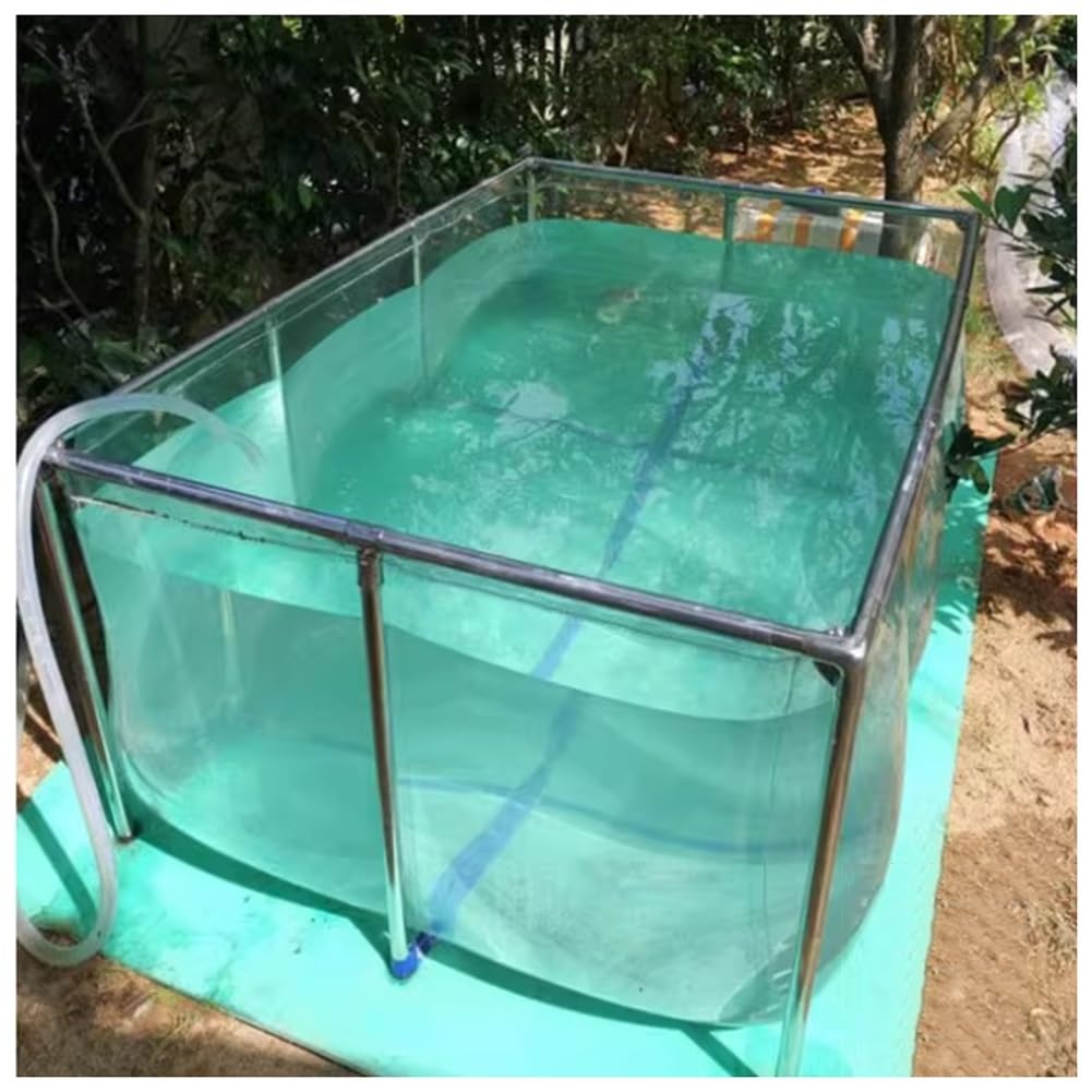 Bassin à poissons extérieur avec vanne de vidange transparente en PVC pour tortue koï Bing Grand réservoir de stockage de poissons transparent de 0,4 m et facile à nettoyer.