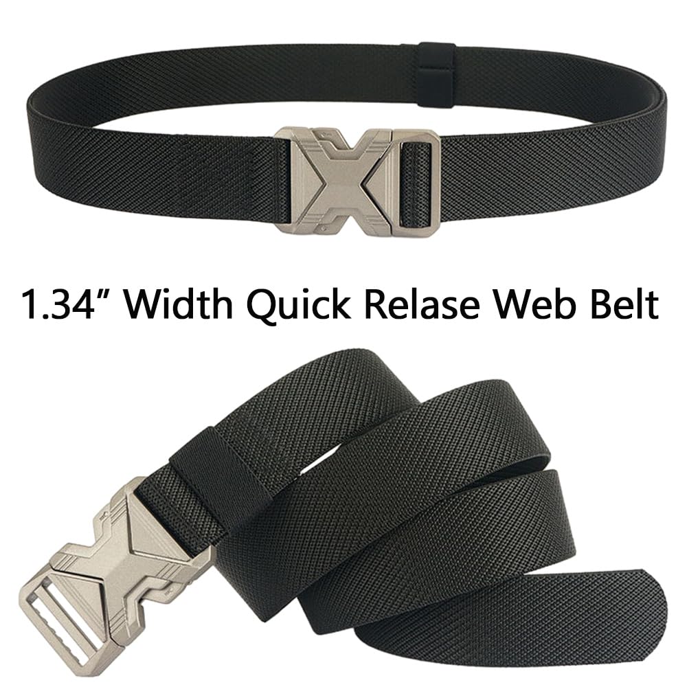 Taktischer Herren-Gürtel, 3,4 cm breit, dehnbar, elastisches Gurtband, Militär-Stil, Golfgürtel