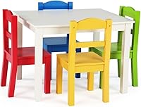 Vista 52 de Humble Crew- Juego de mesa y 4 sillas de madera para niños, gris/azul/verde/amarillo