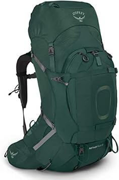 Osprey Aether Plus 60L Mens Backpacking Backpack, Axo Green, S/M