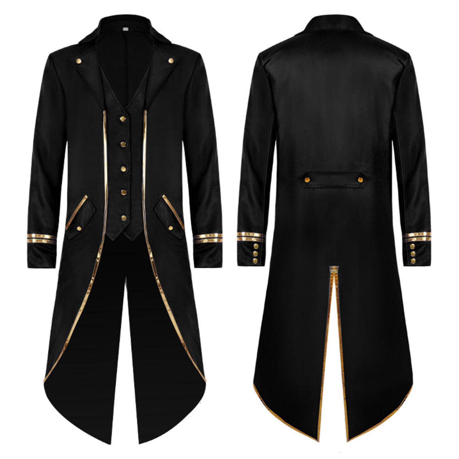 Medieval Halloween Gothic Steampunk Vintage Tailcoat,Vintage Tailcoat Steampunk Gothic Jacket,Men's Steampunk Vintage Tailcoat Jacket Medieval Gothic Victorian Frock Uniform Halloween Costume- -2XL