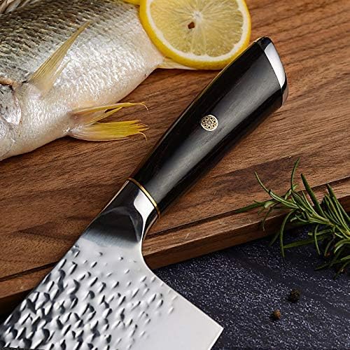 MAYiT Meat Cleaver Knife, Handmade Forged Cleaver Butcher Knife 7 Inch Full Tang Chef Knife 7CR17 440C Stainless Steel Chinese Chopper Meat Knives