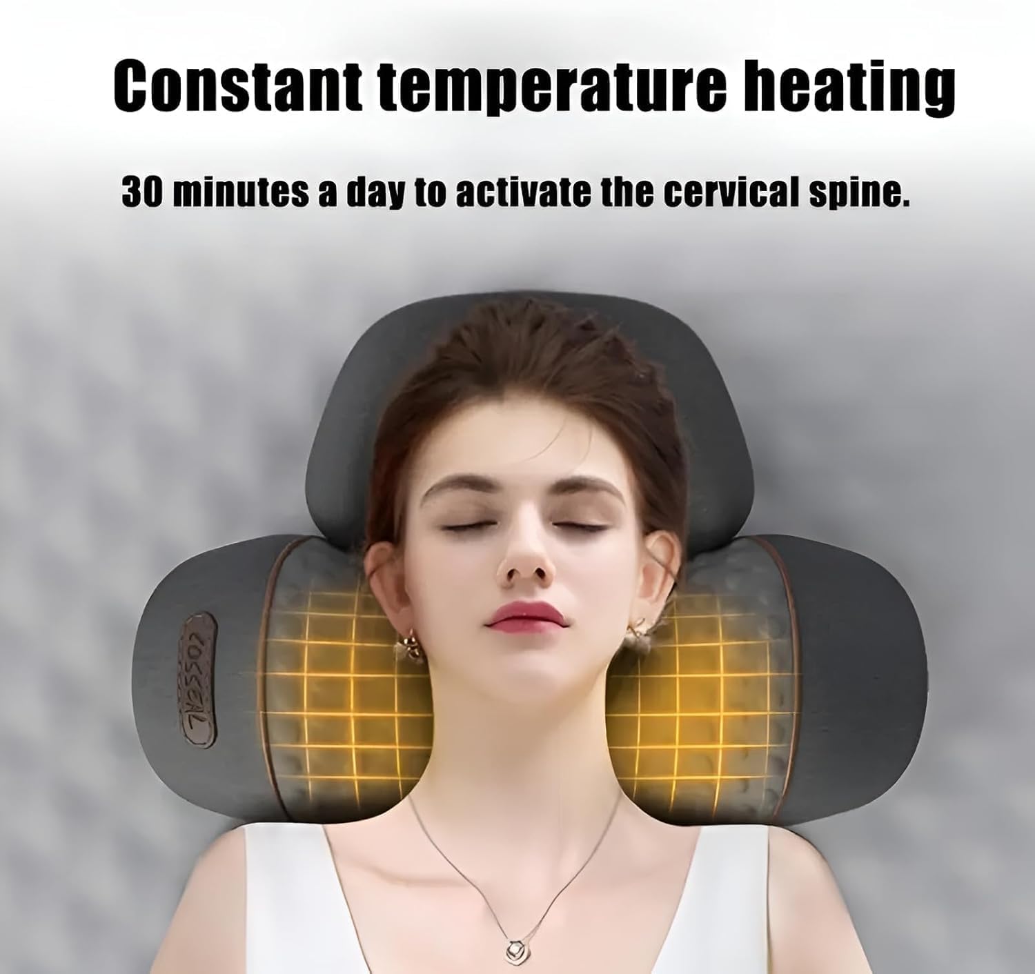 Cervicalm Spinea, Masseur Cervical 3 en 1 avec Chauffage, Vibration, Design Ergonomique - Intensité réglable pour Soulagement Efficace Douleurs Musculaires Profondes (Gris)