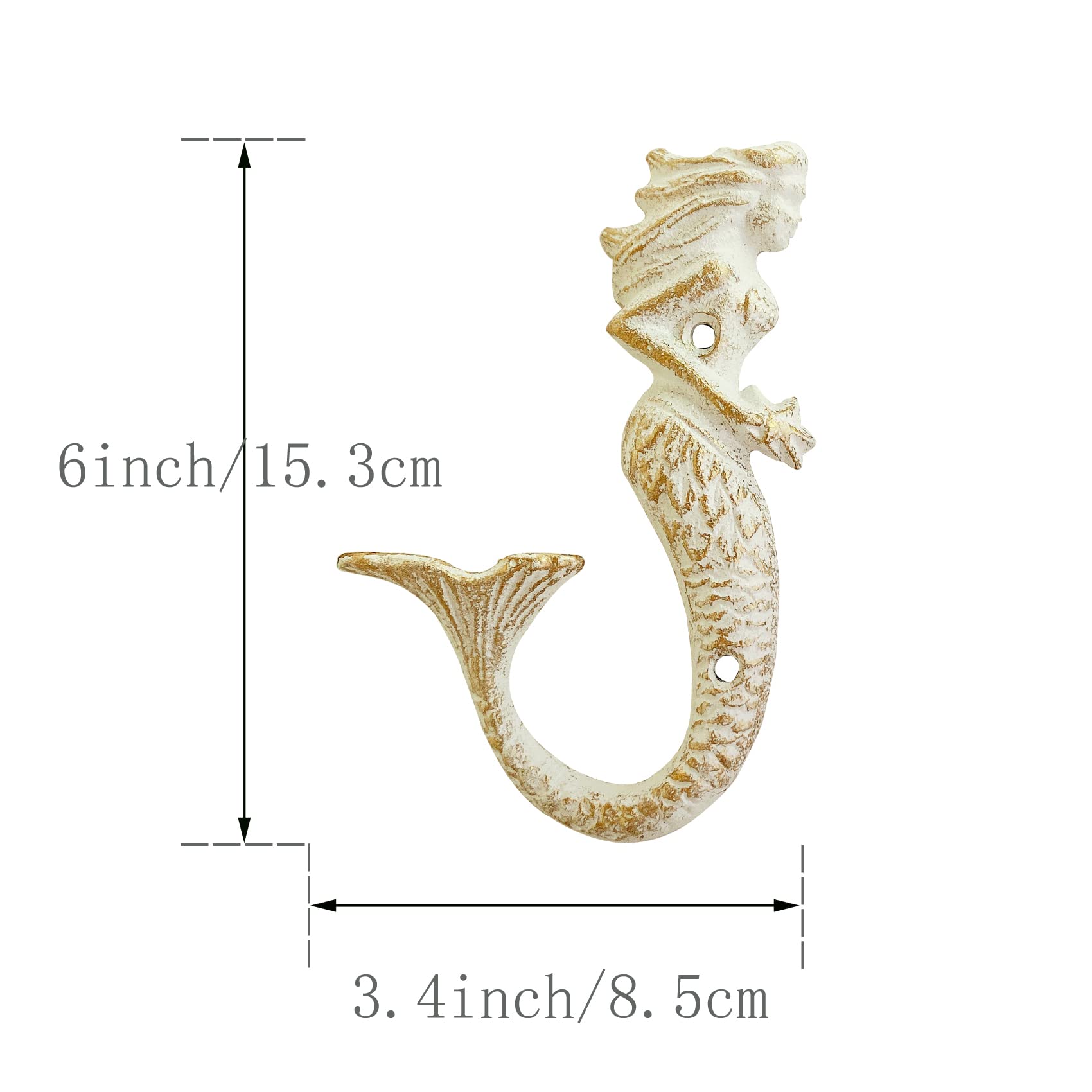 Amazon.co.jp: ZILucky マーメイド鋳鉄装飾壁フック 2個セット ビーチ