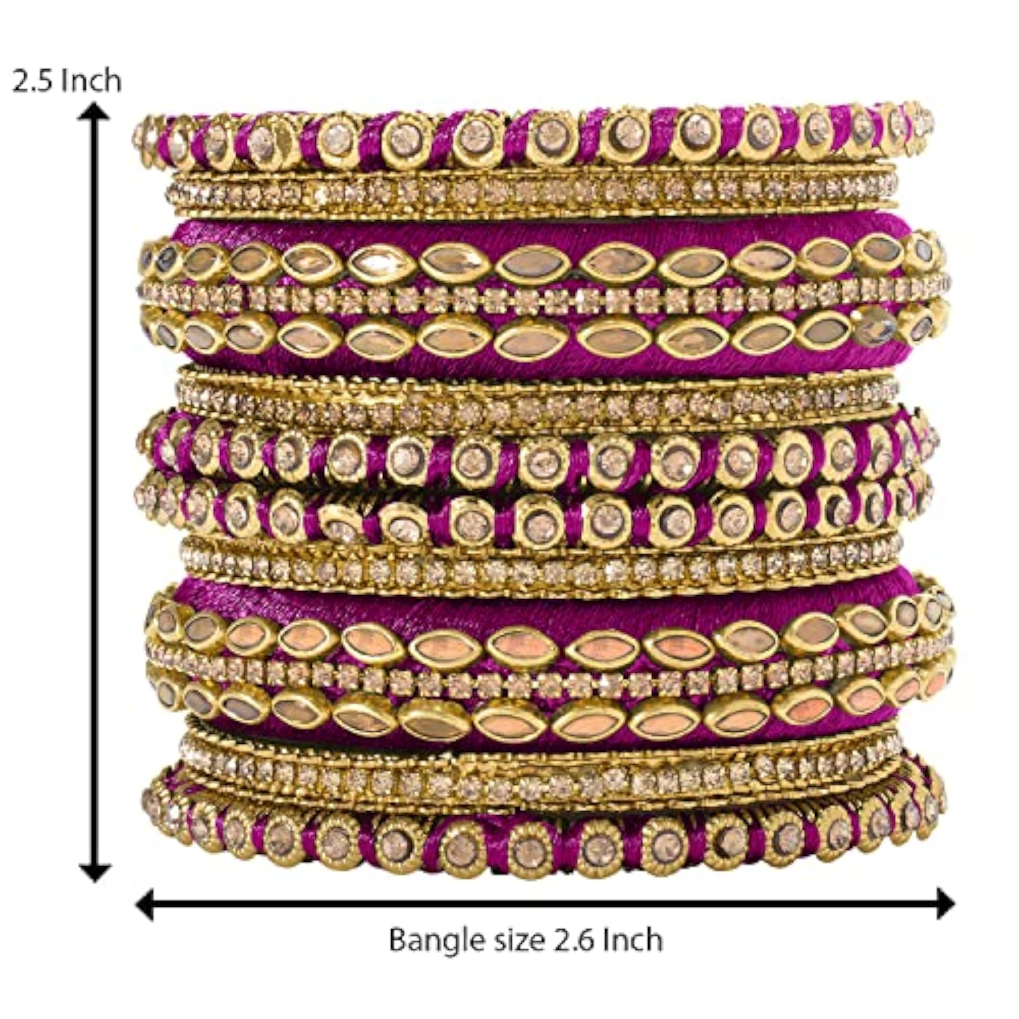 Silk Thread Kundan Studded Bangle Chuda Chura Set Jewellery