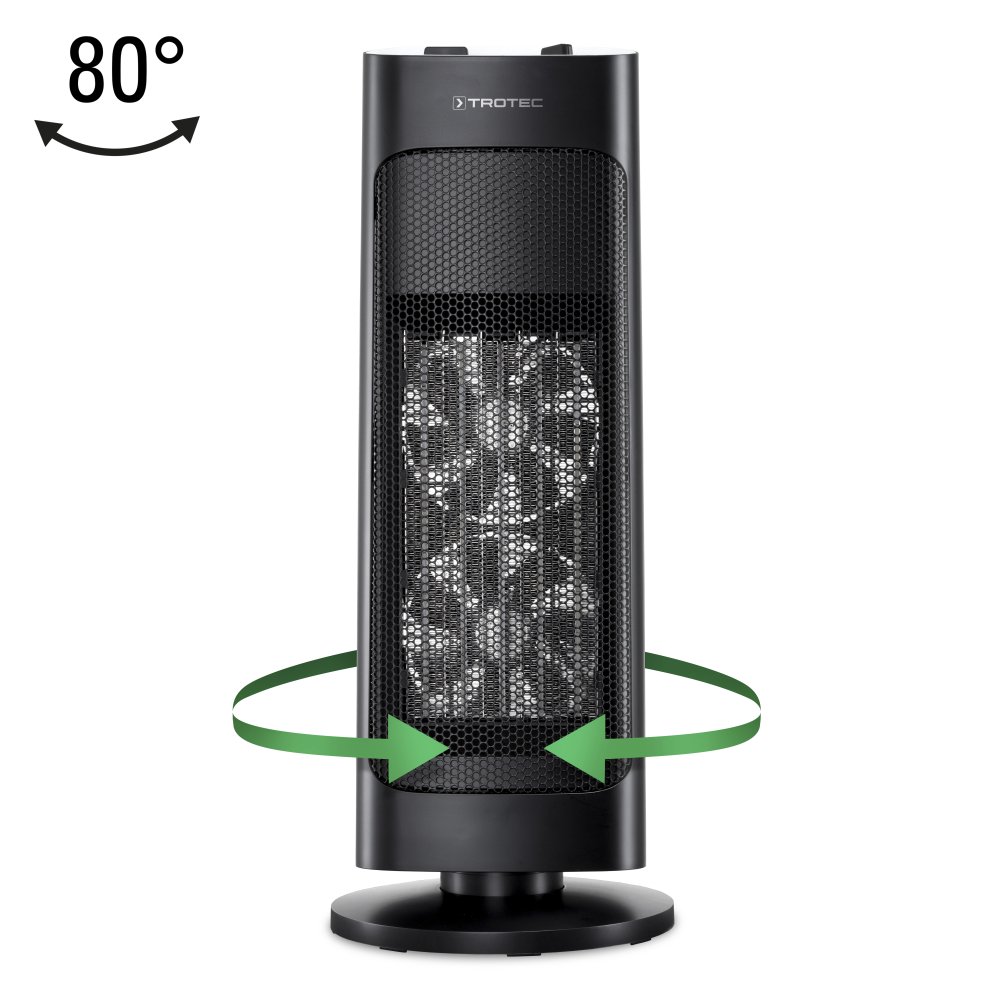TROTEC Termoventilatore in ceramica TFC 20 E con 2 livelli di riscaldamento (1.000 W/2.000 W), oscillazione a 80°