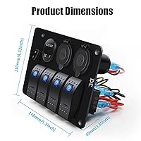 Vista 5 de Panel de Interruptor Basculante de Barco Marino de 4 Posiciones, Color Azul, Interruptor de Palanca Impermeable con Ahorro de Energía para Camión