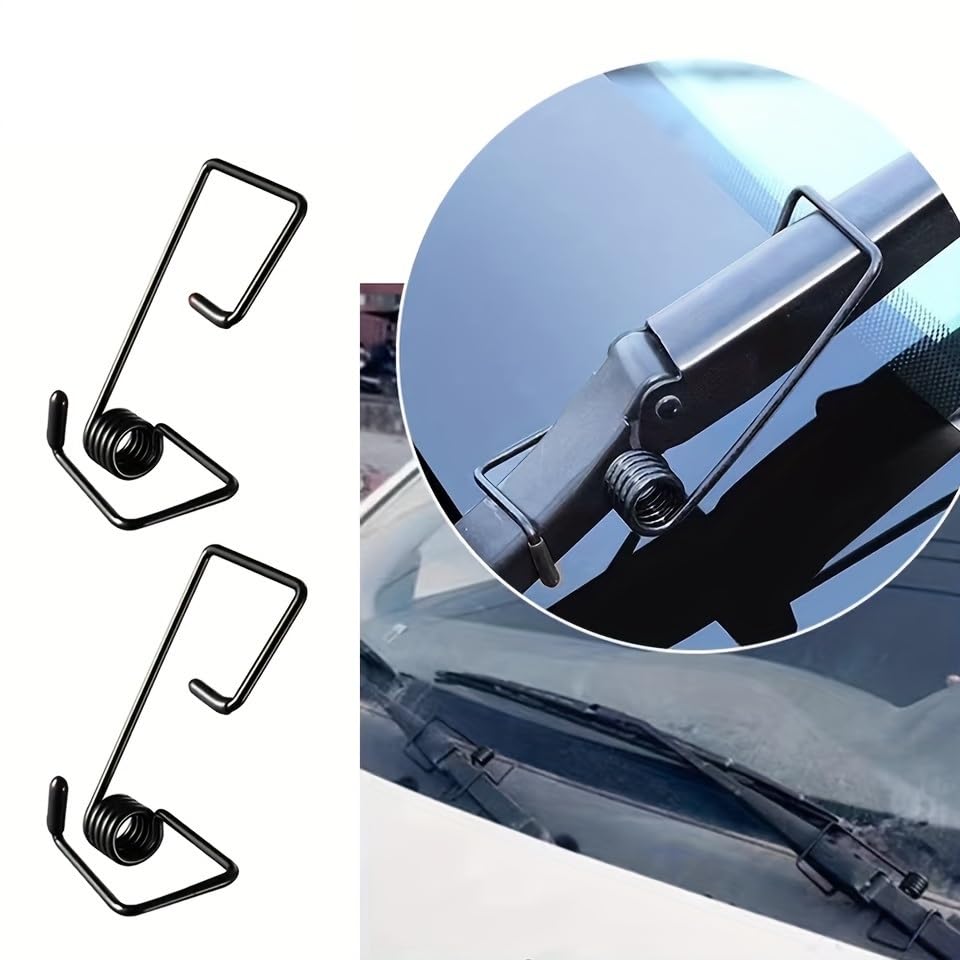 2Pcs Windshield Wiper Arm Pressure Spring Booster, Wiper Arm Pressure Spring, Windshield Wiper Arm Puller Tool, Improved Visibility in Rain/Snow, Enhance Wiper Performance, Easy Install