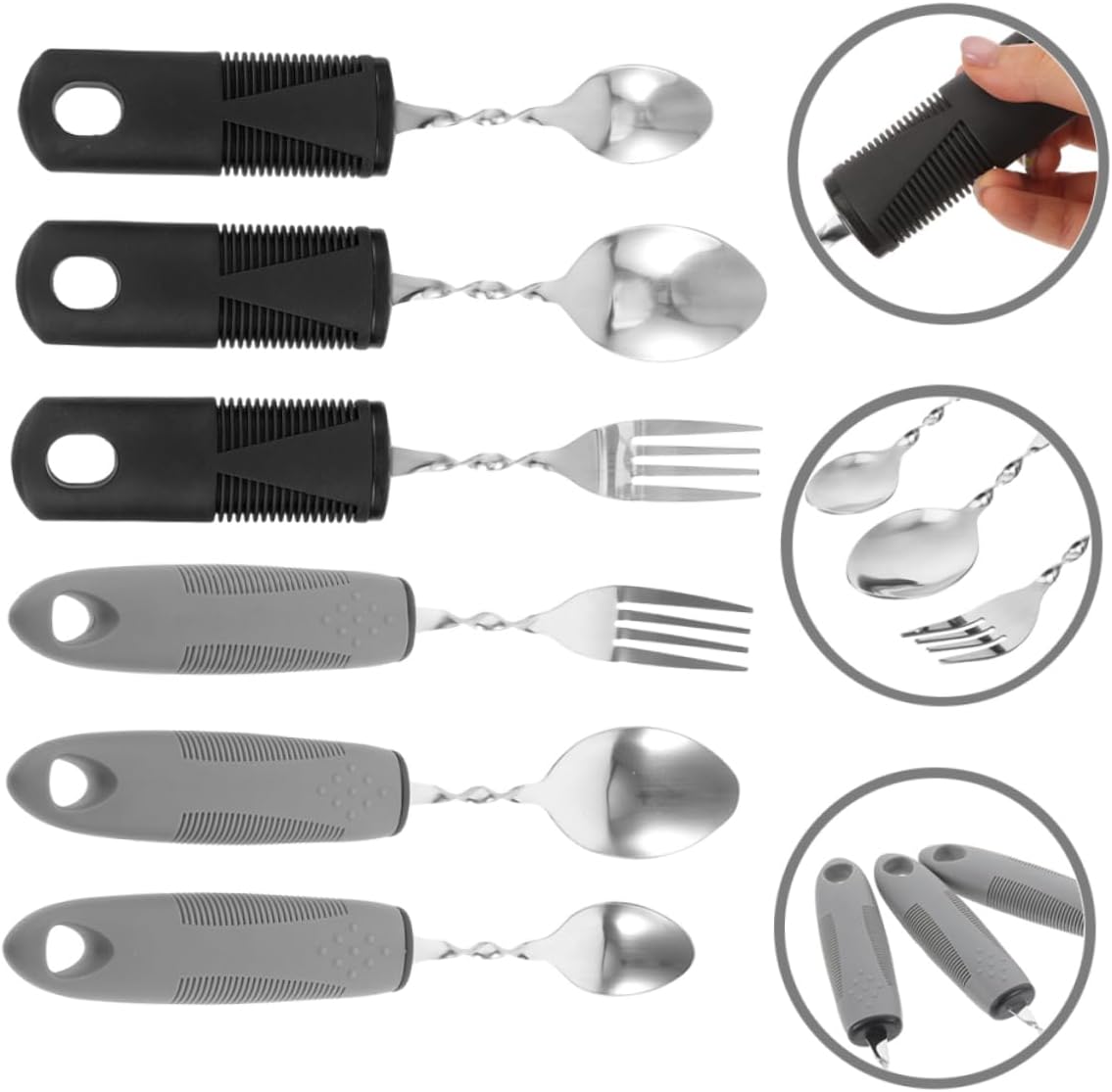 6Pcs Weighted Adaptive Utensils for Elderly Ergonomic Shake Tableware with Bendable Design for Disabled Individuals Convenient Dining for Seniors