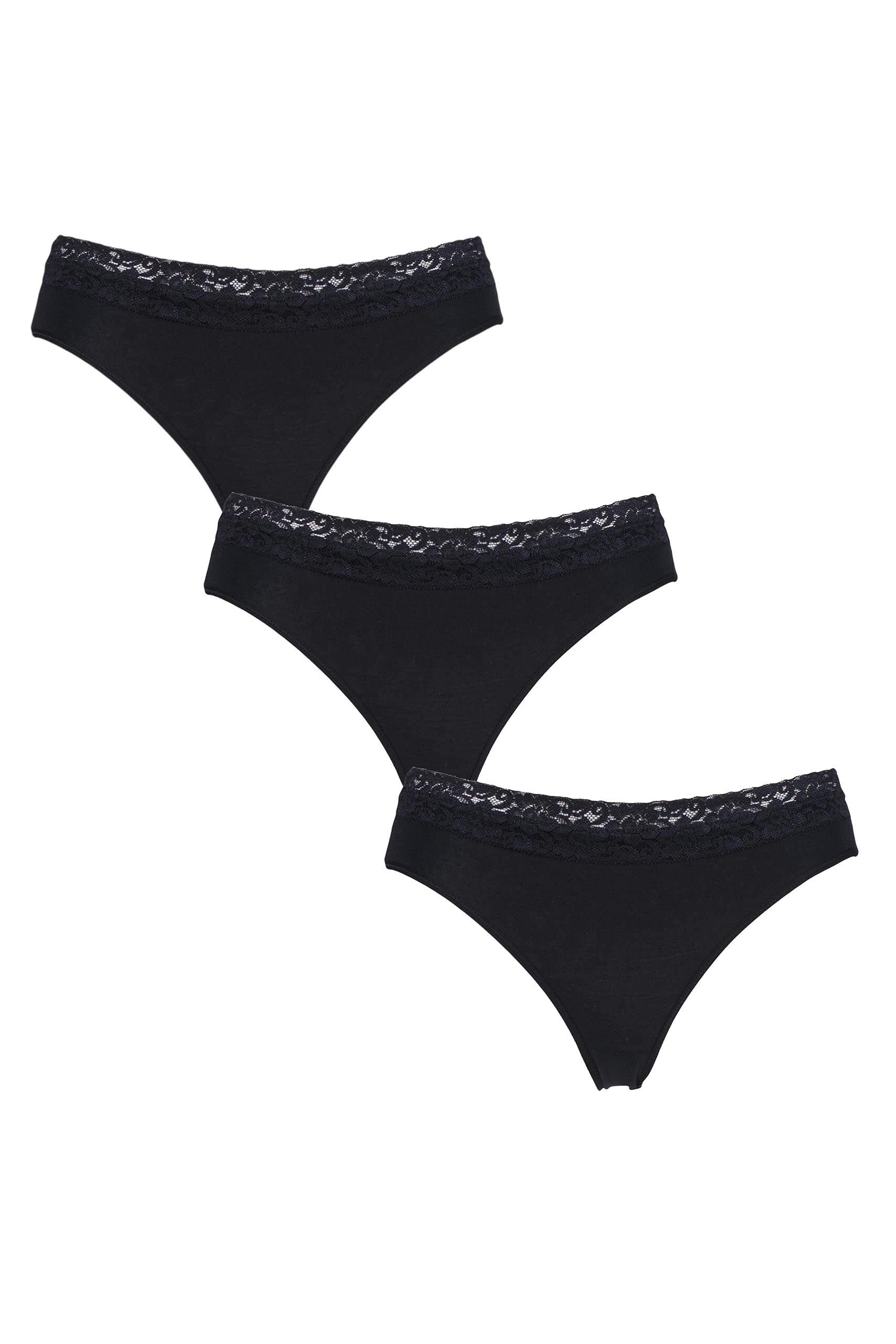 SockShop Lazy Panda Ladies Bamboo Briefs Pack of 3 (Black, 8)