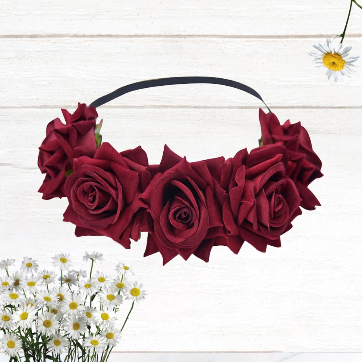 3 Piezas Aureola De Flores Diadema Floral Elástica Accesorios De Decoración Para El Cabello Diadema De Flores Tocado De Artificiales Flor De La Boda Nacarado Rosa Novia