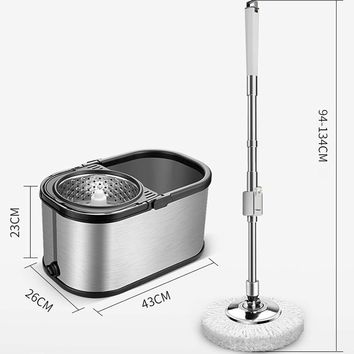 Stainless Steel Spin Mop and Bucket with Wringer Set, 360° Spinning Mop and Detachable Inner Basket Bucket Floor Cleaning System with 5 Microfiber Mop Replacement Heads,Red