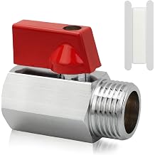 1/2" Brass Mini Ball Valve with PTFE Sealing Tape, NPT Thread Female and Male Shut-Off Valves, Hot Water Drain Valve for RV or Trailer Water Heater Maintenance Red