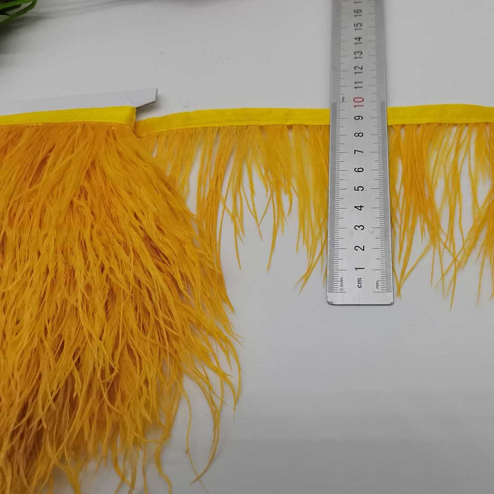 10 jardów naturalna taśma z piórami strusia, 7,6 – 10 cm, obszycie z piórami, frędzle, DIY, kostiumy, szycie, akcesoria odzieżowe