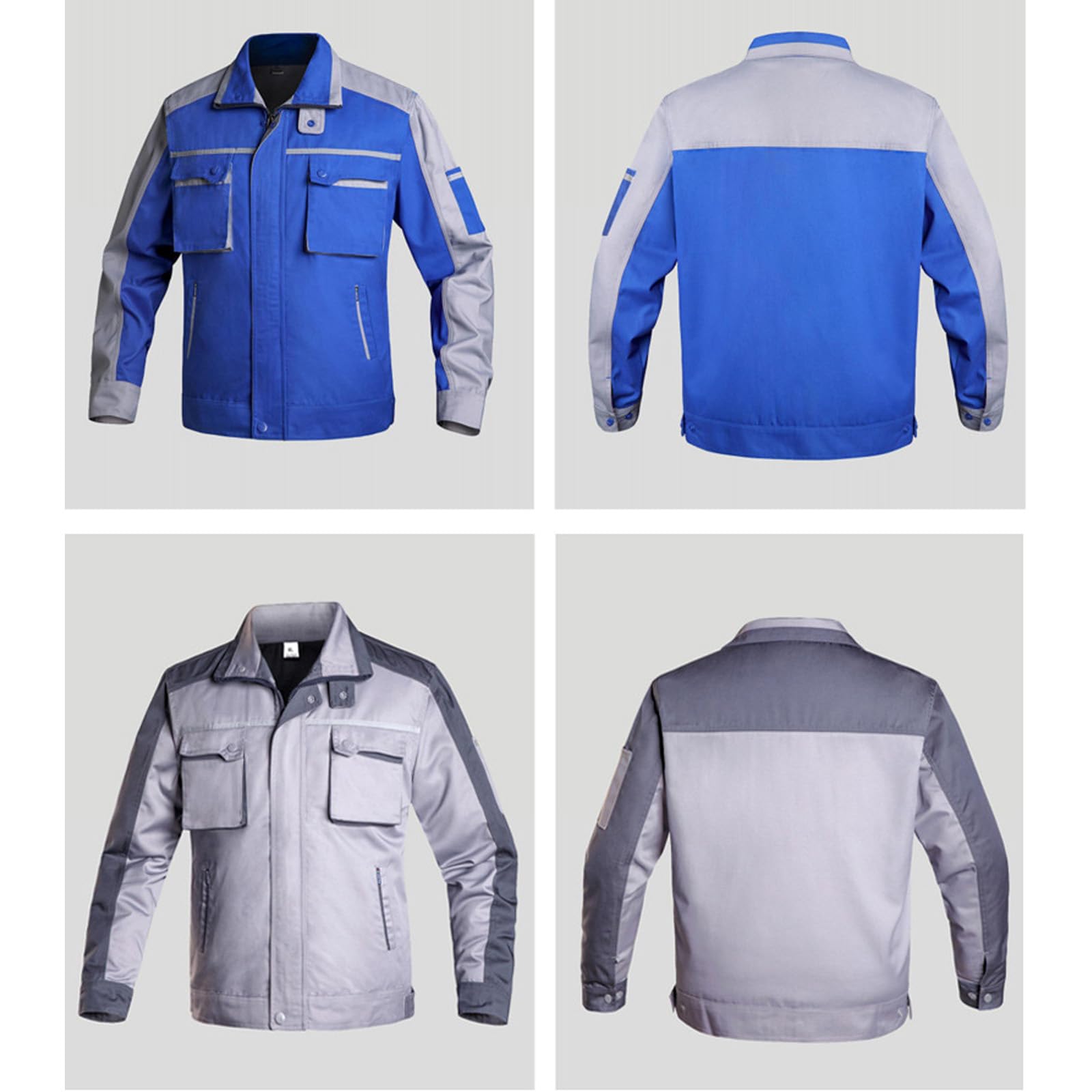 Combinaison À Manches Longues Zip-Front Coton Salopette Vêtements De Travail Veste & Pantalon Costume Avec Multi Poches