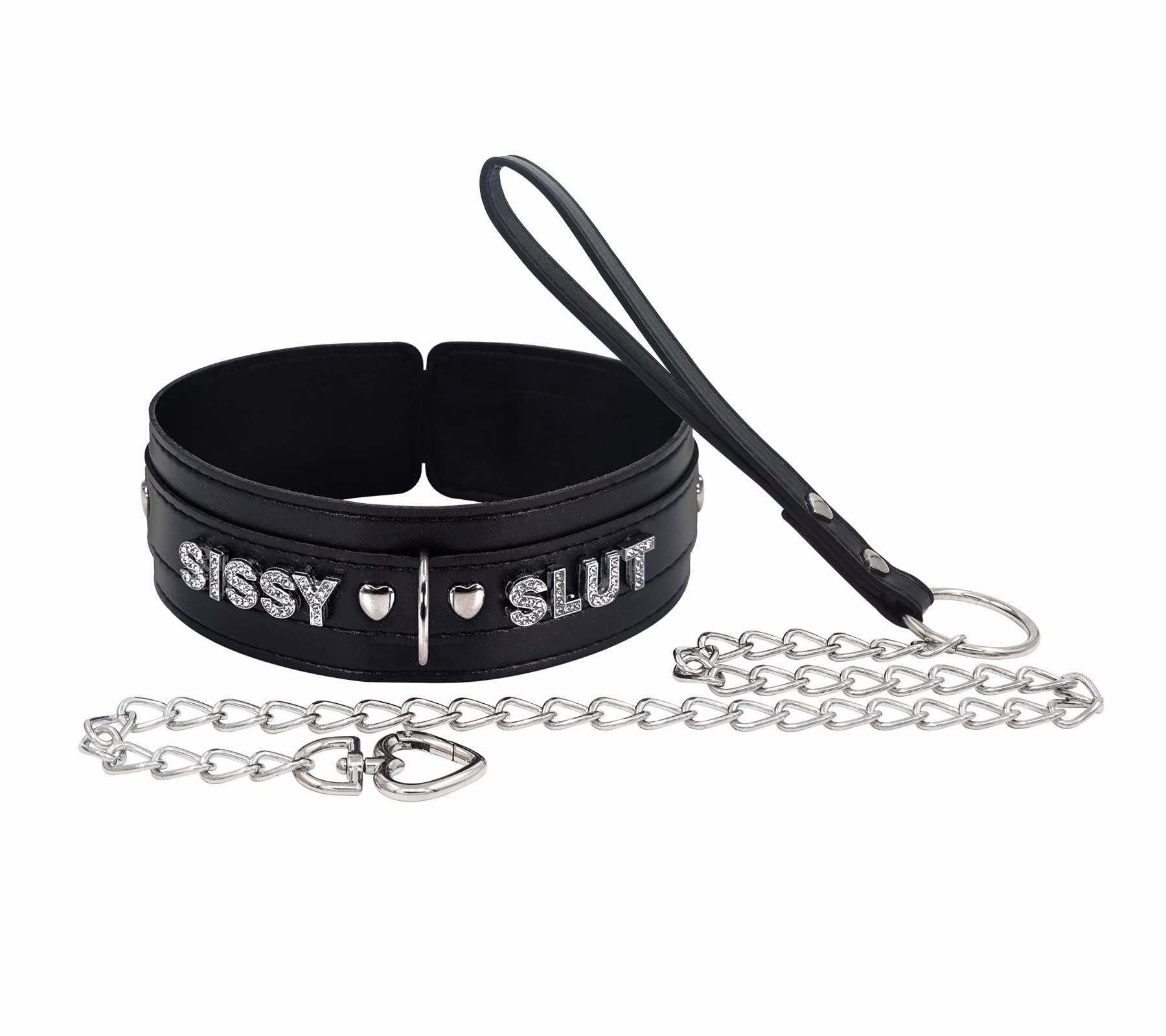 paloli Black Leather Furry Choker Collar for Women: SISSY