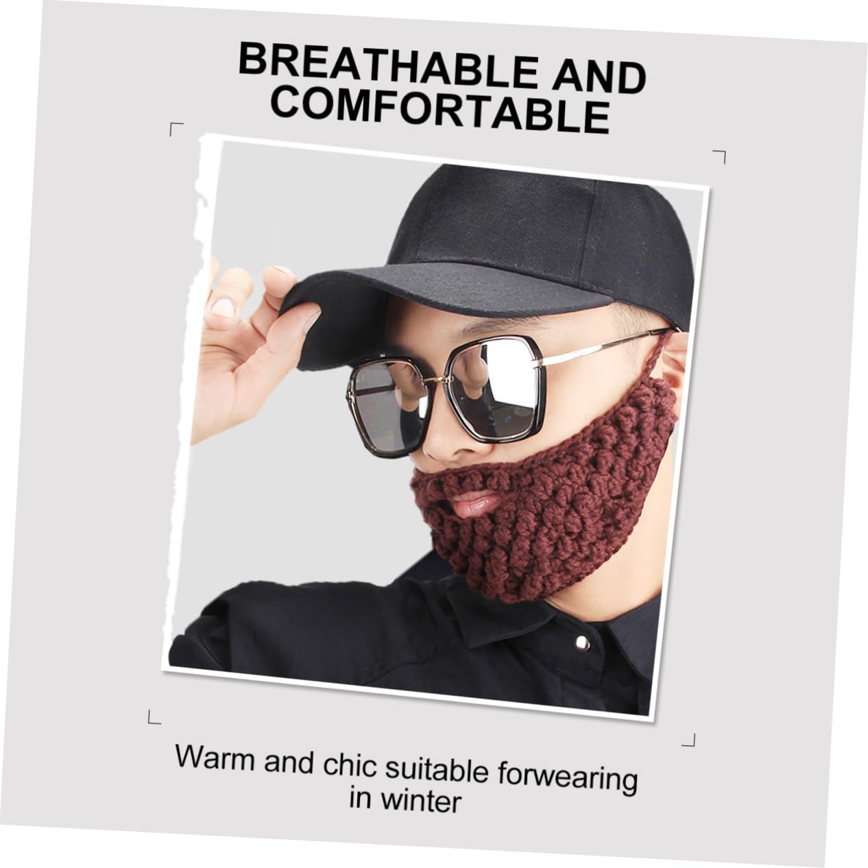 COLLBATH 1Pc Unisex Winter Crochet Mask Durable Woolen Yarn Knit Beard Cover for Warmth Lightweight and Breathable Face Protection for Cold Weather and Outdoor Activities