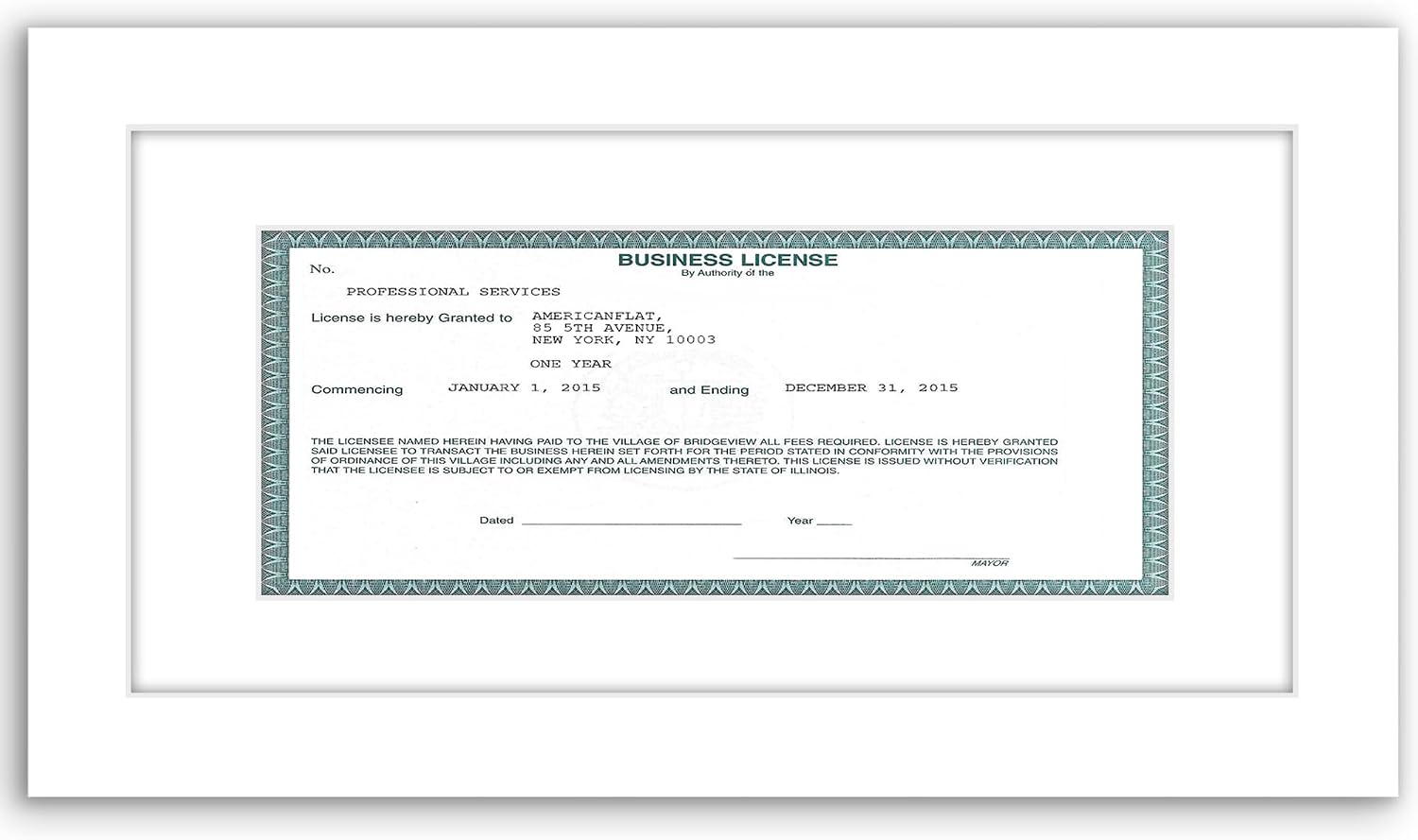 Americanflat 5x10 Business License Frame with Shatter-Resistant Glass - Use as 3.5x8 Frame with Mat or Display 5x10 Document Without Mat - Legacy Collection - Black License Frames for Tabletop or Wall