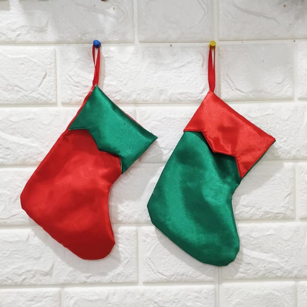 mini calze di Natale, 24 pezzi di 7 pollici calze rosse e verdi, gift card clip argento, cibo all'ingrosso per vicini, colleghi e bambini, piccola copertura dell'albero