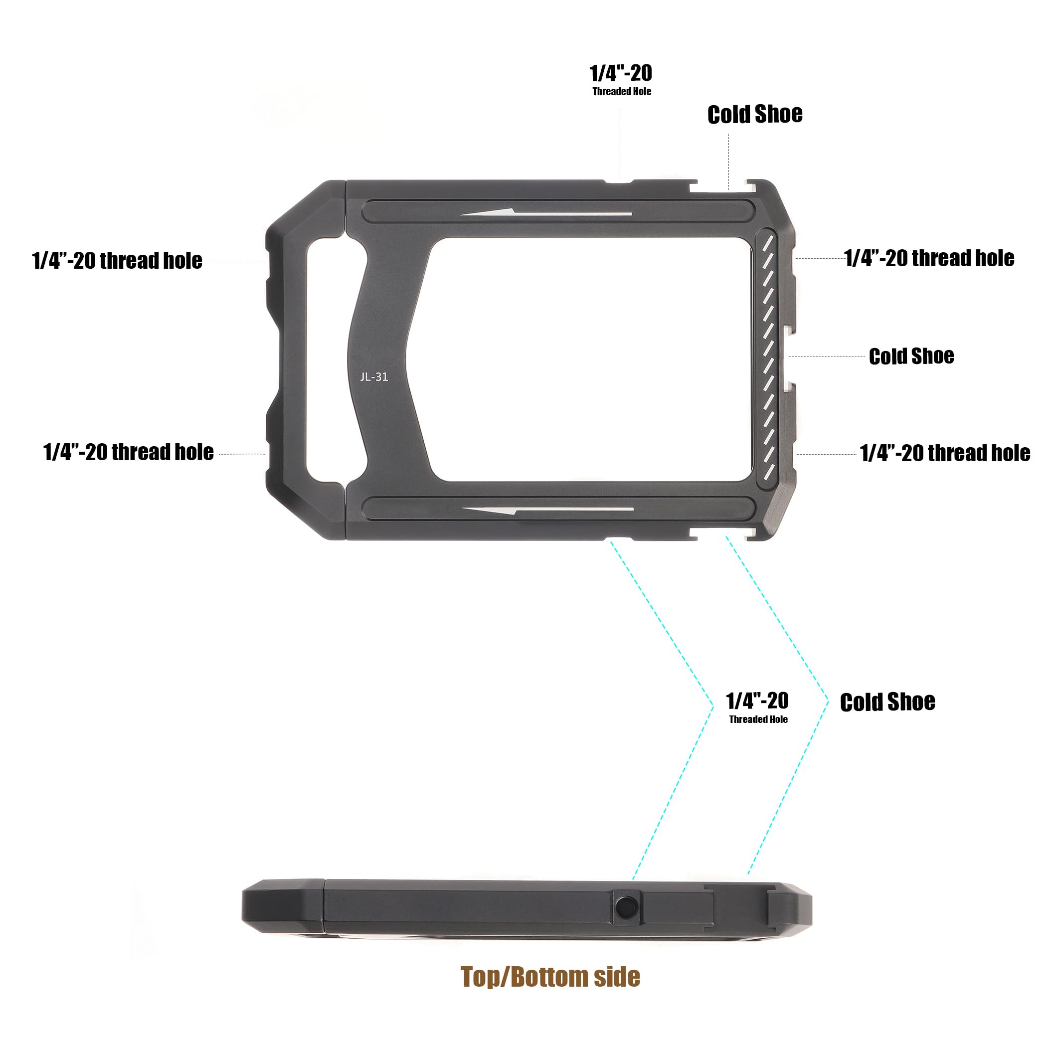 Fotga Cage universelle en aluminium pour smartphone avec poignées pour iPhone 17 16 15 14 Pro Max Samsung téléphone portable Vlog Live Stream enregistrement vidéo avec support trépied griffe