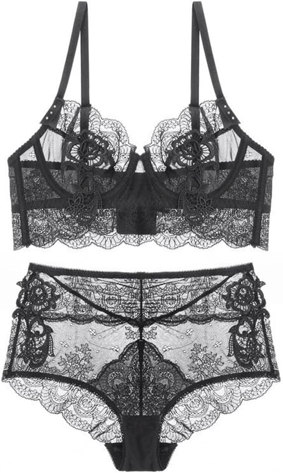 Women's Lace Lingerie Set Spongeless Hollowed-out -thin Bra Small Push-up Bra Set