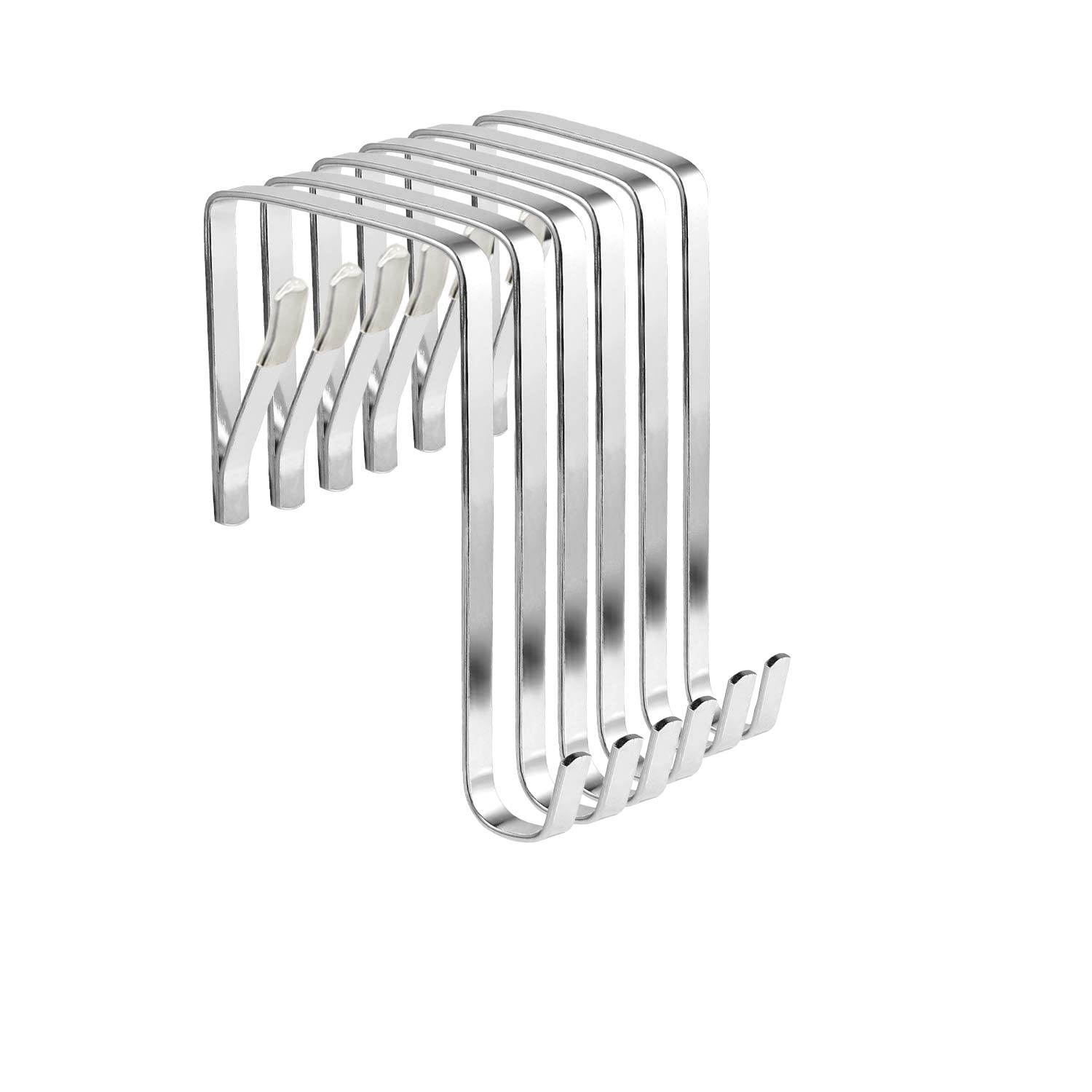 MAKINGTEC 12 Pcs Adjustable Over The Door Hooks, Heavy Duty Stainless Steel Door Hanger and Door Hooks for Living Room, Bathroom, Bedroom, Hanging Keys, Hats,Towels, Coats and Handbags