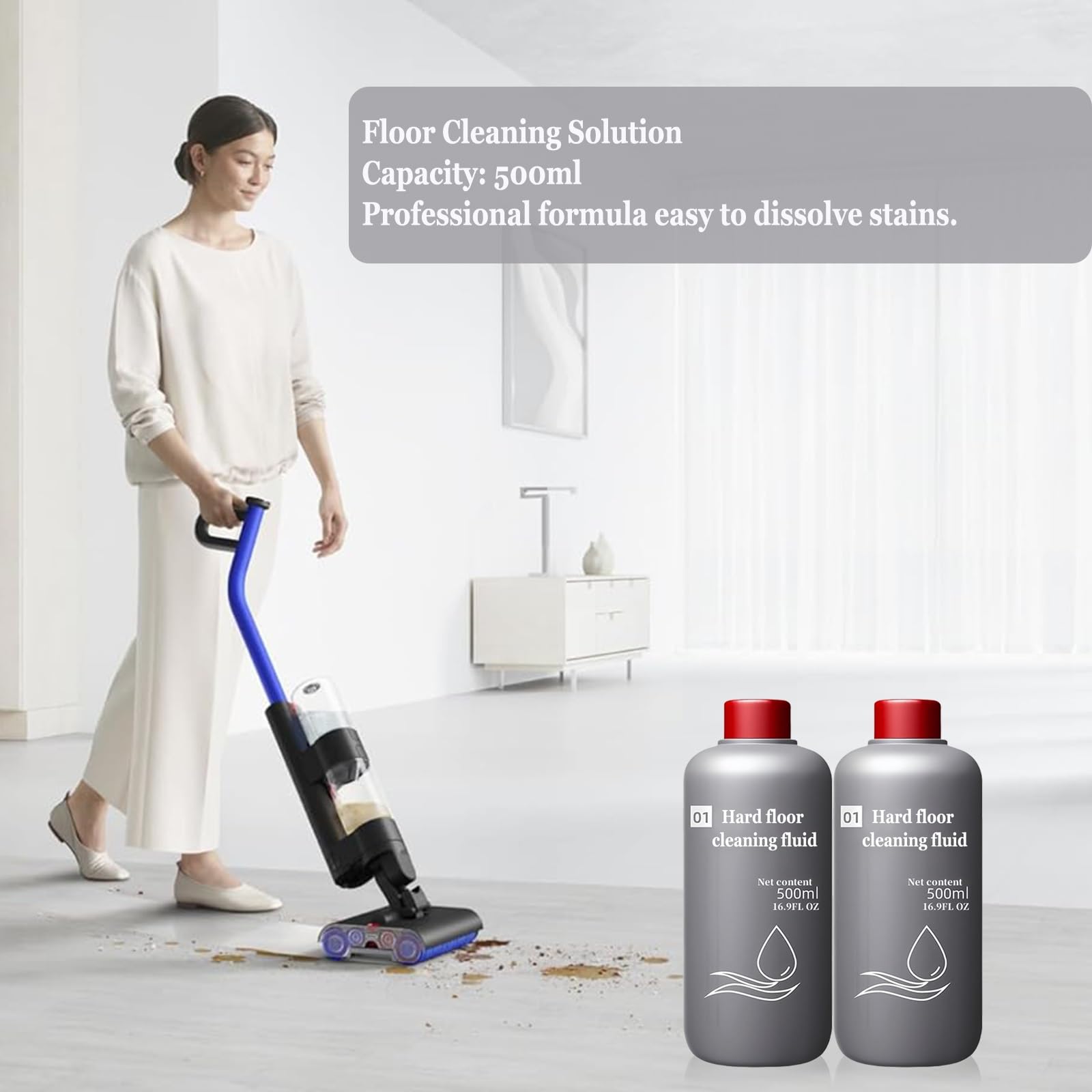 Liquido detergente for pavimenti duri da 16,9 fl oz. Compatibile con Dyson Wash G1/V12 Nautik. Liquido for la cura dei pavimenti for una pulizia profonda, ideale for pavimenti duri.(3pcs)