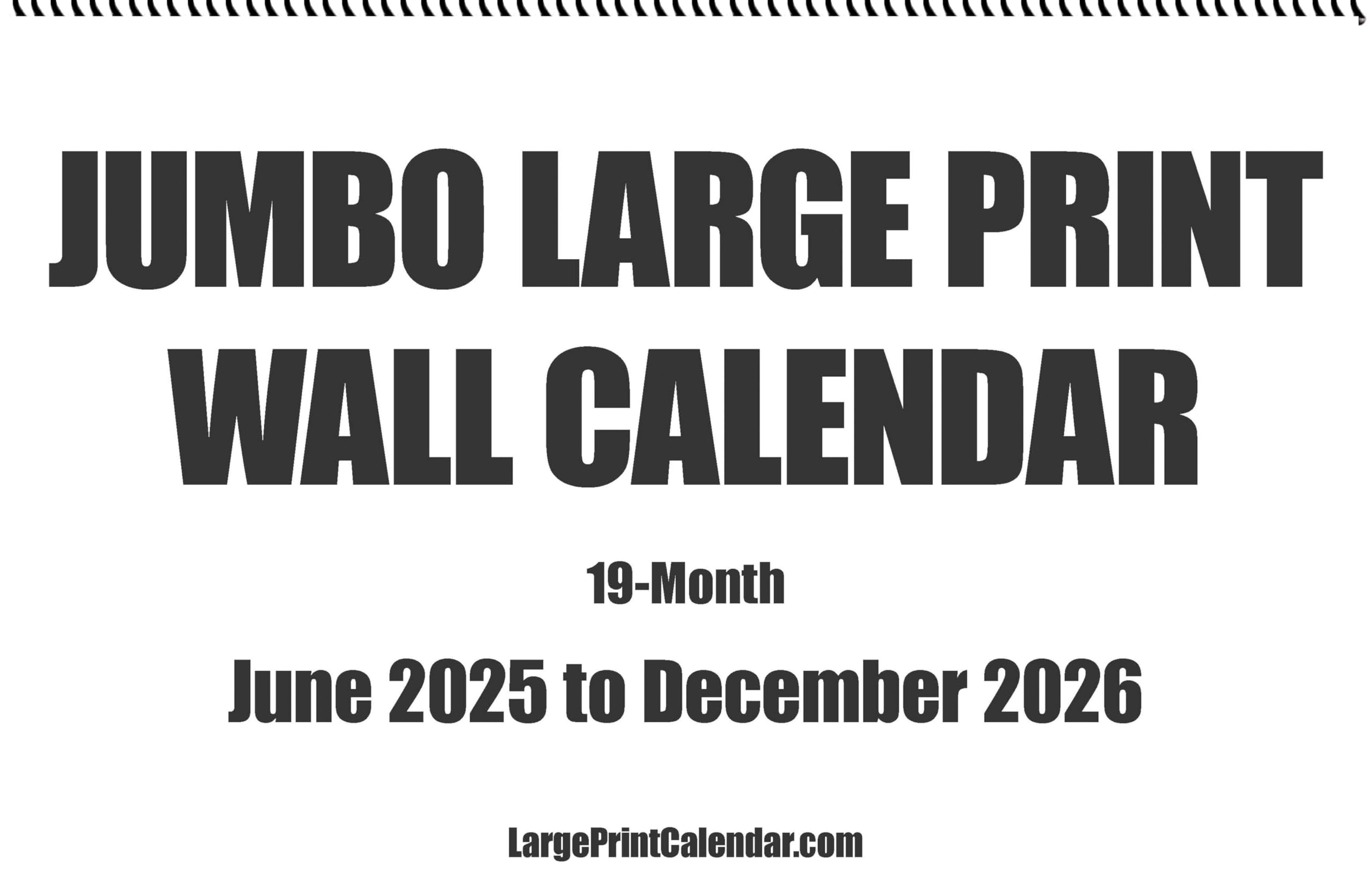 17" wide X 22" in length when open | 19-Month, June 2025 to December 2026 | Heavy Paper | Jumbo Large Print Wall Calendar