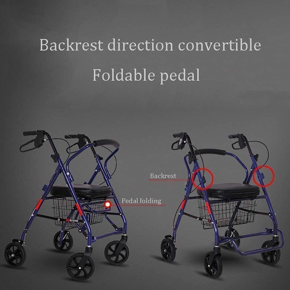 Chodziki dla seniorów Lekki Rollator na kółkach W pozycji pionowej Chodzik na kółkach Składany, napędzany chodzik na 4 koła, kompaktowy chodzik na kółkach-Rollator chodzik, trwała pomoc w poruszaniu