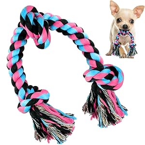 SHARLOVY Small Dog Rope Toy for Puppy, 3 Knots Rope Small Dog Toy, Puppy Chew Toys for Teething, Natural Cotton Interactive Tug of War Dog Toy for All Small Breeds Aggressive Chewers SHARLOVY Small Dog Rope Toy for Puppy 3 Knots Rope Small Dog Toy Puppy Chew Toys for Teething Natural Cotton Interactive Tug of War Dog Toy for All Small Breeds Aggressive Chewers
