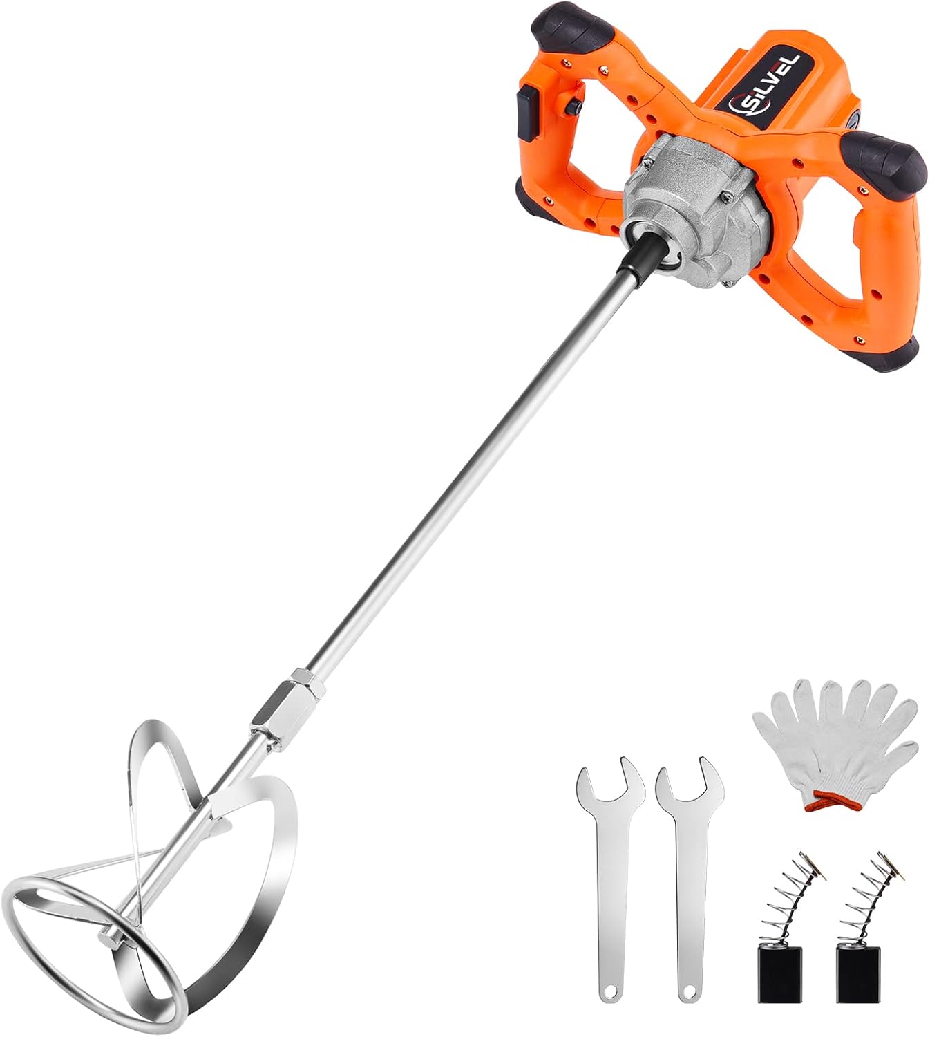 Handheld Electric Cement Mixer, SILVEL 2100W 110V Portable Cement Mixer, Adjustable 6 Speed